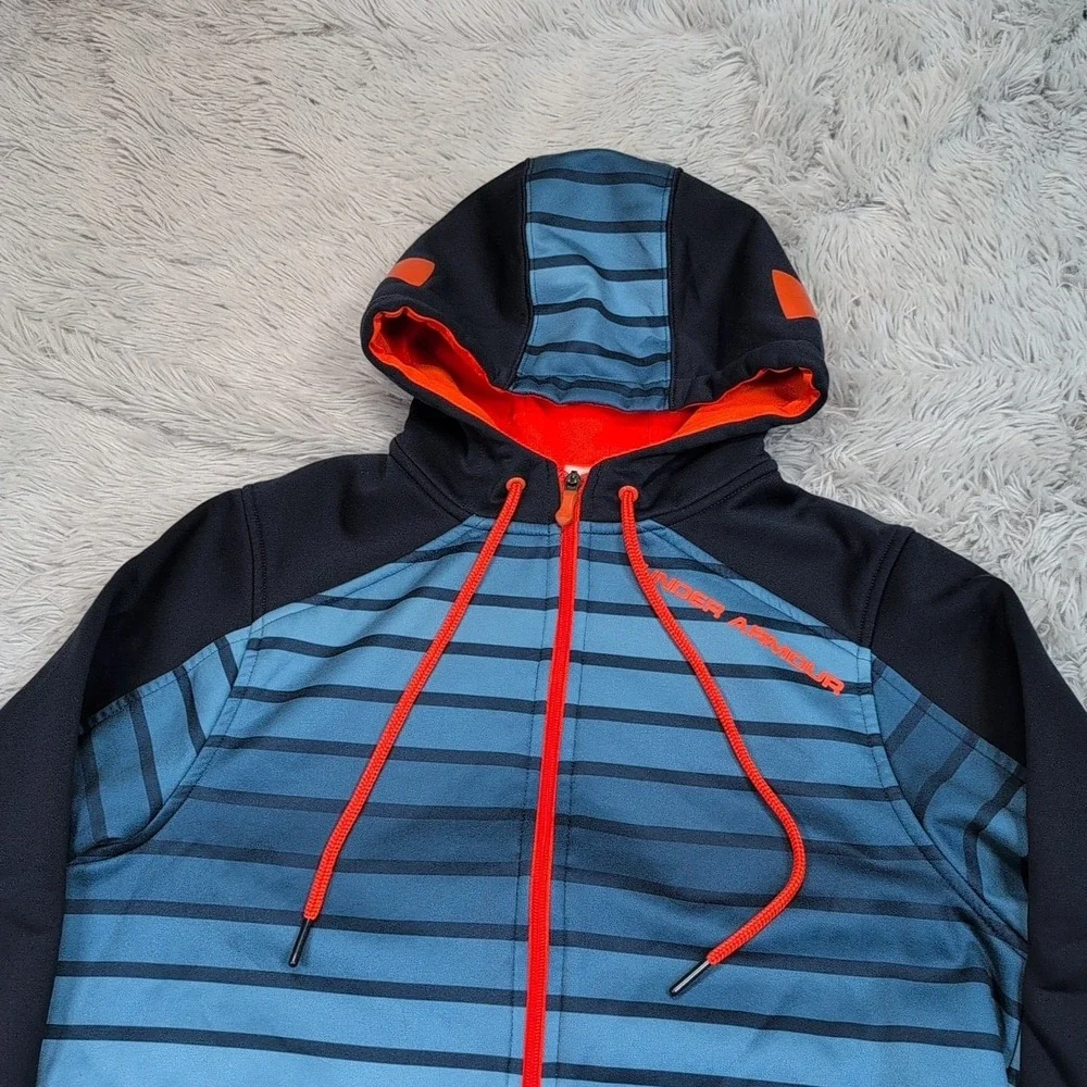 Under Armour Sweatshirt Mens S Blue Hoodie Pocket‎ Loose Athletic Active Zip Up
